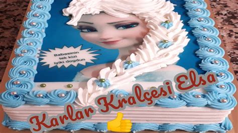 Karlar Kraliçesi Elsa Temalı Pasta Dekorasyonu Frozen Elsa. 