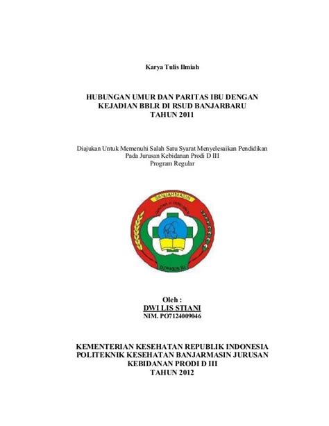 Karya tulis ilmiah: Hubungan usia ibu dengan kejadian BBLR