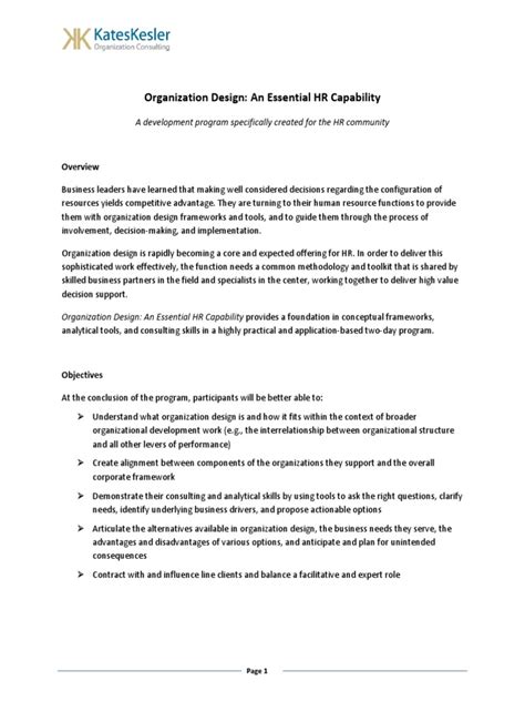 Kates Kesler HR Org Design Program Overview 2012.