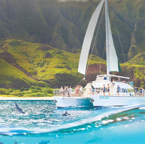 Kauai sea tours. 5 days ago · Na Pali Catamaran tours are a fantastic way to see the Na Pali coast. The boat tour offers views that are not available on the helicopter tours. We especially enjoyed the sea caves and getting to enter one of them. Our tour guides were knowledgeable and made the tour very entertaining. I highly recommend … 