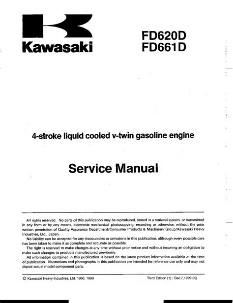 Kawasaki fd620d fd661d 4 stroke liquid cooled v twin gas engine full service repair manual. - Prenez votre seigneur de gloire sur.