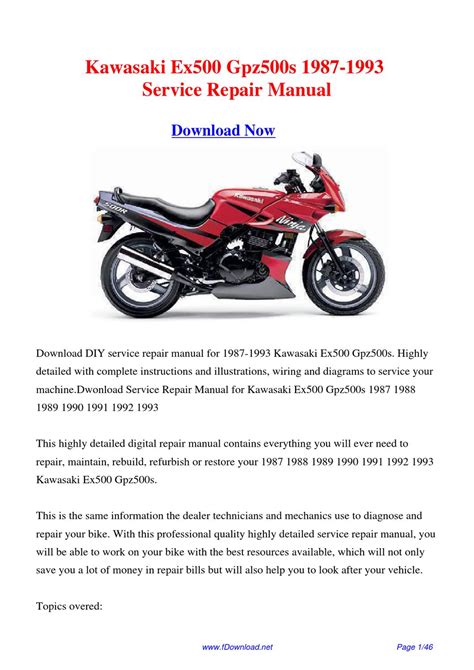 Kawasaki gpz500s ex500 motorcycle full service repair manual 1987 1993. - Mak 32 c diesel engines manual.