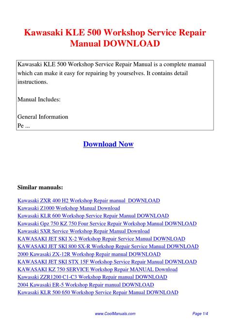 Kawasaki kle 500 workshop service repair manual. - Yamaha wr450f full service repair manual 2011 2013.