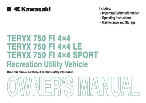 Kawasaki teryx 750 fi 4x4 owners manual. - 2004 nissan altima service and maintenance guide.