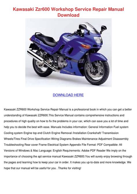 Kawasaki zzr600 service repair workshop manual download. - 2004 maxum 1800 sr service guide.