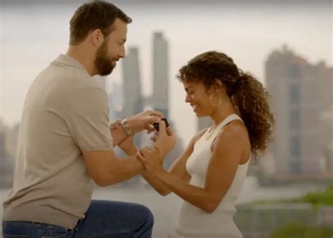 Actual commercial. Man gives woman Valentines gift. Their young son mimic's gift giving for his crush. 