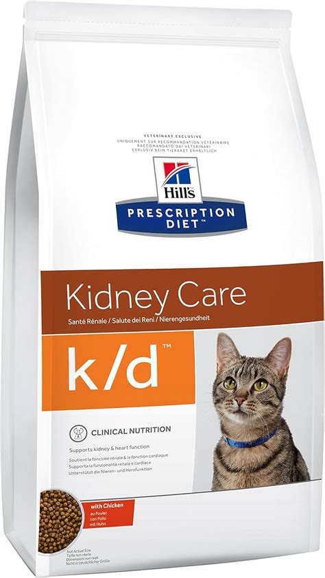 Kd cat food. The Royal Canin veterinarian diet feline renal support food has special proteins and low calcium, phosphorus, and vitamin D levels which helps support a cat’s kidney function if they have chronic kidney issues. The Hills prescription diet feline kidney support is a wet cat food that has a chicken and vegetable flavor. 