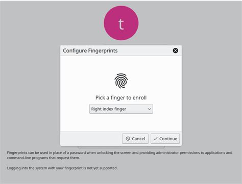 Kde fingerprint login