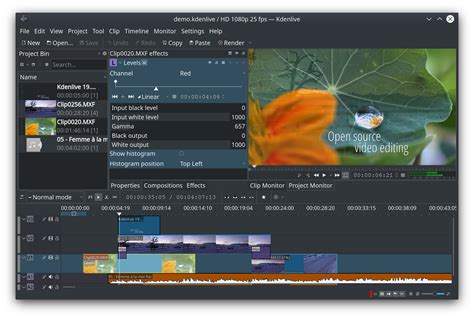 Kdenlive. Kdenlive is a Non-Liner editor that runs on a stable version of the Operating System and is capable of rendering the videos without any failures. It is from the branch of KDE that supports dual video monitors, a multi-tracking timeline, offering a view with an organized and streamlined panel. 