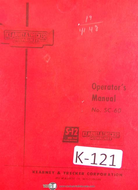 Kearney trecker millwaukee s 12 sc 60 milling machine operators manual. - Manual for power tilt and trim.
