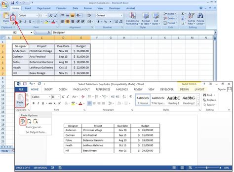 Keep table formating in Word when pasting from Excel