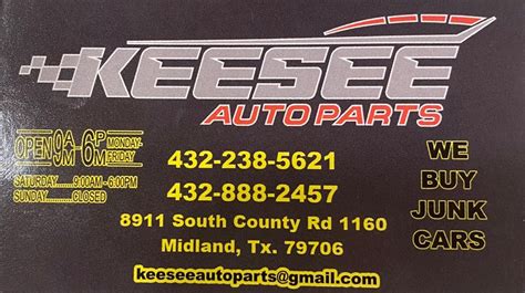 Keesee auto. Address: 3704 Butterfield Trail Midland, TX 79706 Account | Track Order. Call: (432) 664-0499 (432) 664-0499 