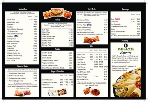 Kelly S Menu With Prices