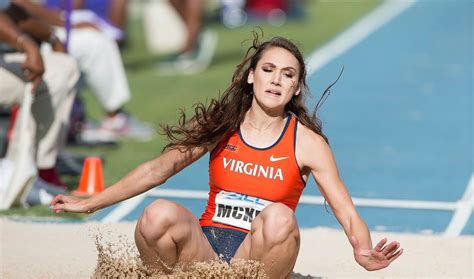 Kelly McKee (left) and Mario Wilson. McKee’s immediate focus is her final college meet. She’s seeded seventh in the triple jump at the NCAA outdoor championships in Austin, Texas, where she’ll compete on Saturday. “I’m so excited for her,” said Bryan Fetzer, who oversees Virginia’s track & field and cross country programs.. 