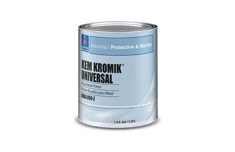 Kem Kromik Universal Primer @ 3.0 mils (75 microns) dft Waterbased Industrial Enamel @ 3.0 mils (75 microns) dft *unless otherwise noted below Test Name Test Method Results Abrasion Resistance (Finish only) wheel, 1000 cycles, 1 kg load 183 mg loss Adhesion1 ASTM D4541 914 psi Corrosion Weathering ASTM D5984, 5 cycles, 1680 hours Rating 10 per ASTM