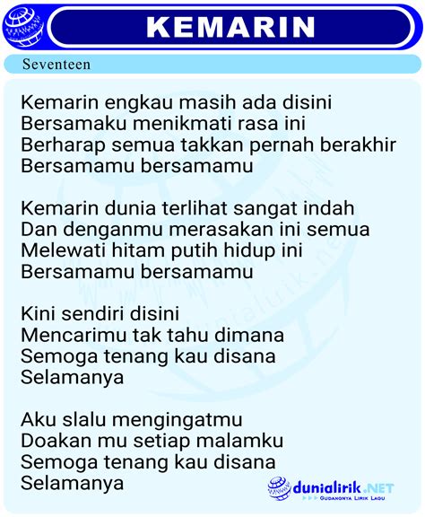 Kemarin masih ada lirik lagu. com Merdeka.  Am.  Kemarin engkau masih a...