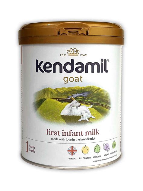 Kendamil goat formula. Goat First Infant Milk 800g. From Birth |. 800g |. €29.95 per can. SUBSCRIPTION. Our Goat milk is designed to be the most advanced of its kind. We’re 100% British and don’t do palm oil, fish oil or cheap additives. What we do do is locally-sourced, creamy Whole A2 Goat Milk, Goat Whey, Plant-Based DHA and GOS. Simple. 