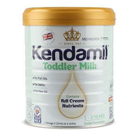 Kendamil stage 2. 12-36 months |. 800g |. €17.99 per can. SUBSCRIPTION. Our Organic milk contains the very best of nature. We’re 100% British and don’t do palm oil, fish oil or other cheap additives. What we do do is organic full cream nutrients, plant-based DHA and 3’-GL. Simple. Our Stage 3 milk is suitable from twelve months. 