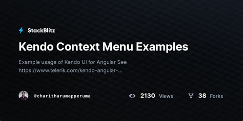 Kendo context menu dynamic.  This component provides a list of menu items r...