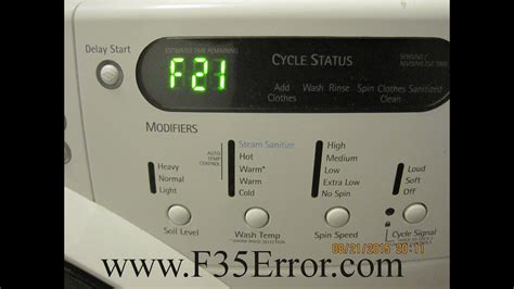 Kenmore elite f21 code. Apr 19, 2023 · The Electrically Erasable Programmable Read-Only Memory (EEPROM) on the main electronic control board is corrupted. Unplug the washer for 5 minutes, restore power and see if the code clears. If not, the replace the main electronic control board. 