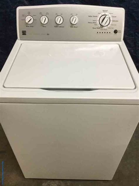 TOP-LOAD WASHER: Large 4.3 cubic foot capacity washing machine washes more clothes, linens, and bedding in one load, and has a large stainless steel tub that fits up to 19 towels at once ; ... Spend less time hovering over your laundry machine with the Kenmore 4.3 Cubic Ft. Top Load Washer. The washer measures 27.5" W x 27.8" D x 43" H and 51.2 ...