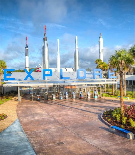 Kennedy space center visitor complex kennedy space center. The new entry experience at NASA's Kennedy Space Center Visitor Complex tells the story of NASA's past, present and future on a 3000-square-foot (280-square-meter) video display. (Image credit ... 