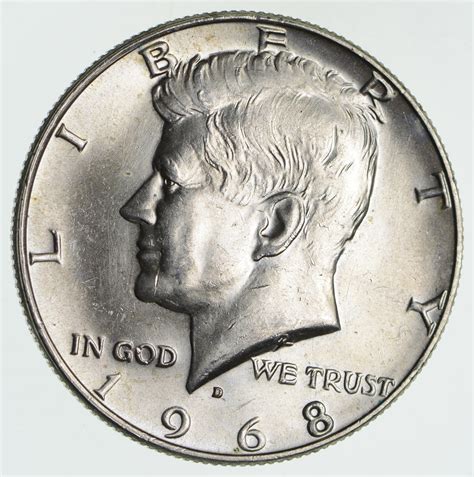 Kennedy value half dollars. All circulated copper-nickel clad half dollars without any errors are worth only face value. Most proof Kennedy half dollars are valued between $3 and $10. Regular, uncirculated 1964 Kennedy half dollars are worth around $8. Regular uncirculated 1965 through 1969 Kennedy half dollars have a value of around $5. 