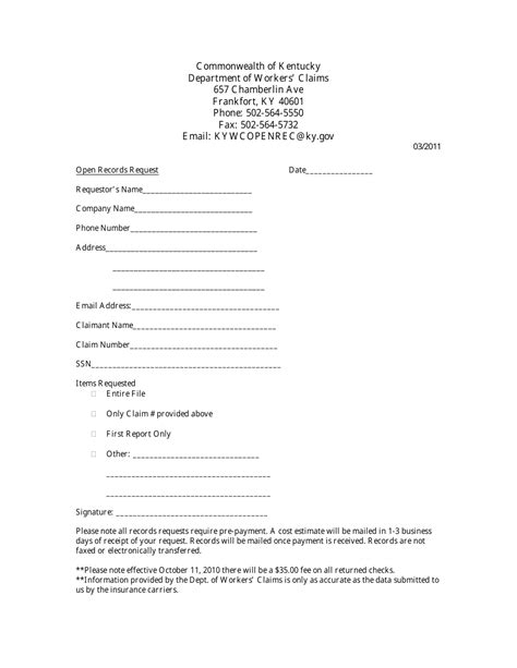 Kentucky Open Records Request Form Download Printable PDF Templateroller