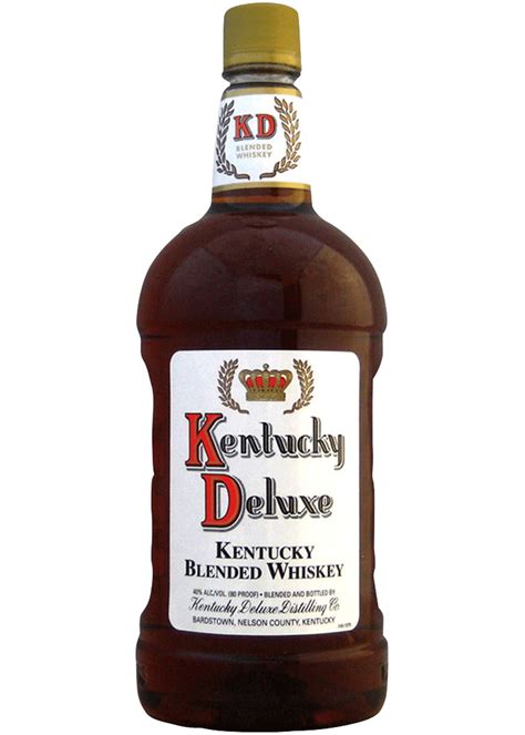 Kentucky deluxe. Kentucky Deluxe blended whiskey is produced in Kentucky using the time-honored tradition of small batch distillation and aging in new American Oak barrels. The product is aged until it has reached optimal taste and is then charcoal filtered and bottled at 80 proof. Blended American USD 33.99 Kentucky Deluxe blended whiskey is produced in ... 