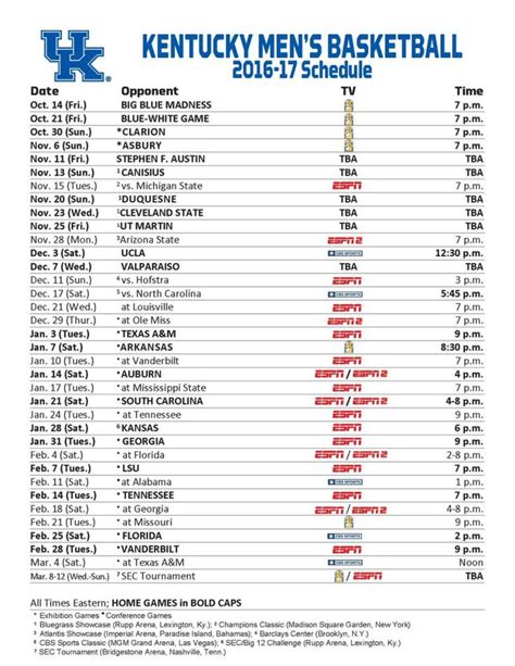 ESPN has the full 2023-24 Kentucky Wildcats Regular Season NCAAM schedule. Includes game times, TV listings and ticket information for all Wildcats games.. 
