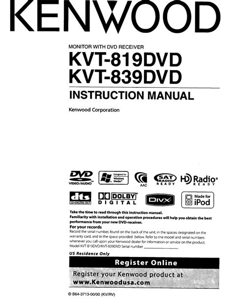 Kenwood kvt 819dvd monitor with dvd receiver service manual. - The american patriot s handbook printed especially for the family.