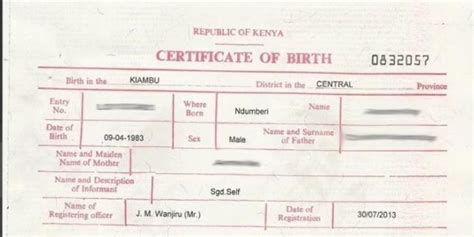 Kenya - Amend Birth Certificate (Name)