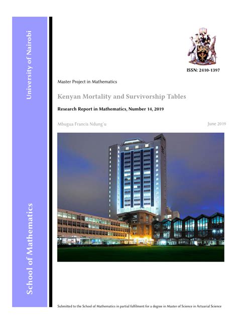 Kenyan Mortality and Survivorship Tables - University of Nairobi