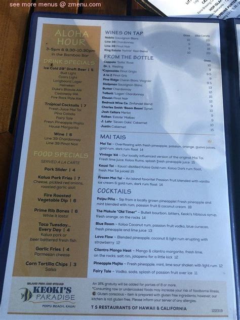 Keoki's paradise menu