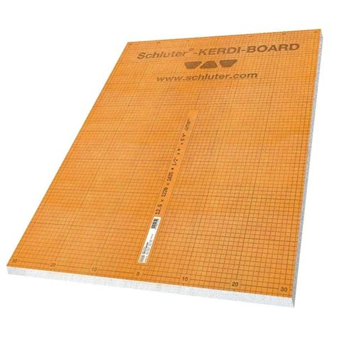 Kerdi-Board is made from an extruded polystyrene foam panel, with a special reinforcement material on both sides and fleece webbing for effective anchoring in thin-set mortar. It can be used in the creation of a broad range of building elements, such as showers and bathtub surrounds. Panel Dimensions: 3/4 in. x 24-1/2 in. x 96 in.. 