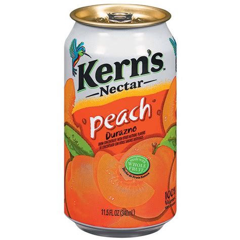 Kerns nectar. Shake well. Refrigerate after opening. Best by date printed below the can. 11.5 Fl. oz (340 ml) Tucson, AZ 85747 888-655-3767. Nectar, Strawberry BananaFrom concentrate. Made with whole fruit. 100% vitamin C. HFCS free. Consumer information toll free number 1-888-655-3767. www.kerns.com. Non-carbonated. Recyclable material. 
