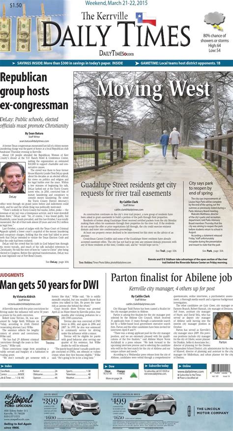 4. With new leadership at its helm, The Kerrville Daily Times strives to listen to the community — what it wants and what it likes the most. While this is a daily endeavor, we felt there would .... 