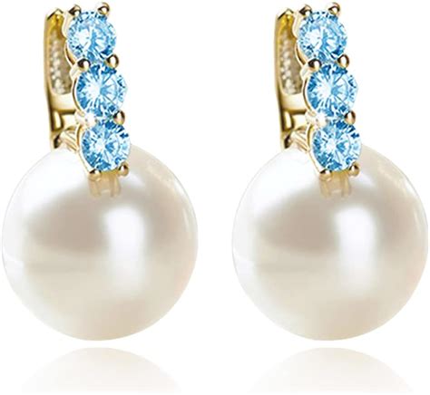 Kesaplan Pearl Drop Earrings for Women Girls 14K Gold Plated ...