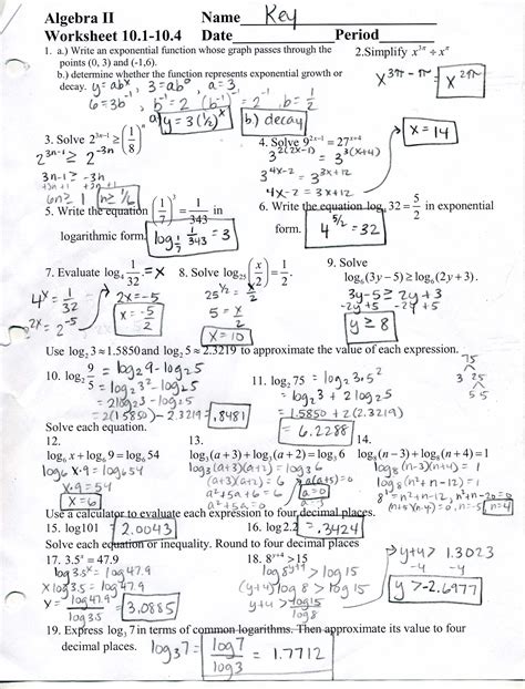 Key Algebra Answers Connections