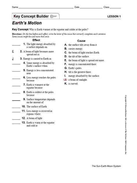 Key Concept Builder with ANSWERS