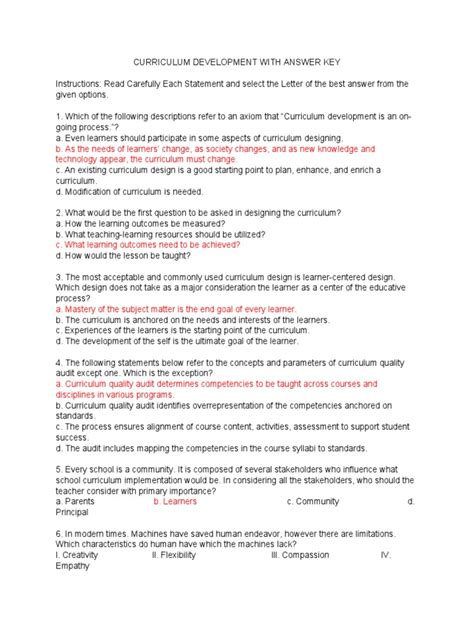 Key Proactive Answer Curriculum