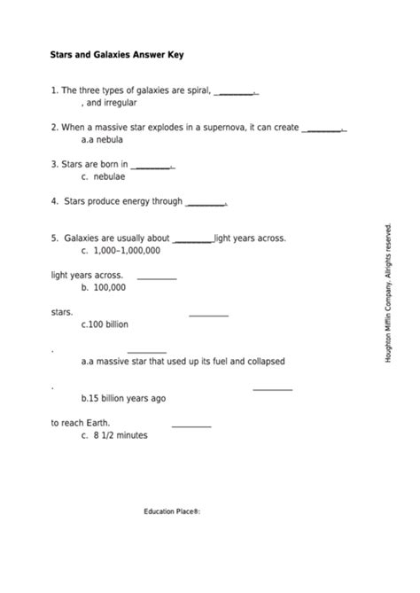 Key Terms Stars And Galaxies Answer