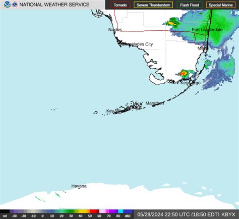 Key West, FL Regional Radar. The Current Radar map shows areas of current precipitation (rain, mixed, or snow). The map can be animated to show the previous one hour of radar. . 