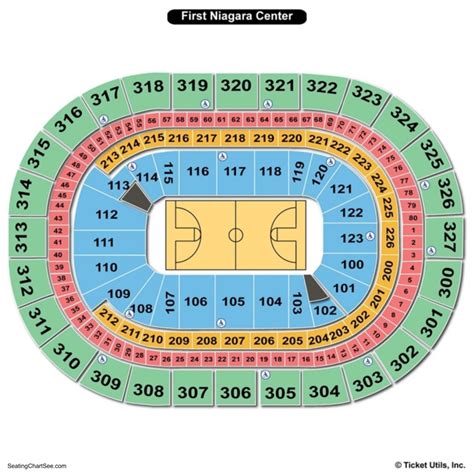 Keybank seating chart. 300 Level Corner (Hockey) Corner seating on the 300 level will be one of the better areas where fans can find affordable tickets for a hockey game at KeyBank Center. The corner angles offer a unique perspective, and with the highest seating elevation available, there won't be too many situations where you lose sight of the puck against the boards. 
