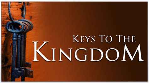 IThe Keys“I will give unto thee the keys of the kingdom of heaven.”. Keys are the emblems of authority, and this language was addressed to Peter because of the power that was to be conferred on him. He was to arrange and toil, determine and order, in the affairs of Christ’s Kingdom, not, of course, absolutely, but under …. 