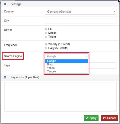 Keyword monitoring for Bing Yahoo amp Yandex in the SISTRIX Optimizer SISTRIX