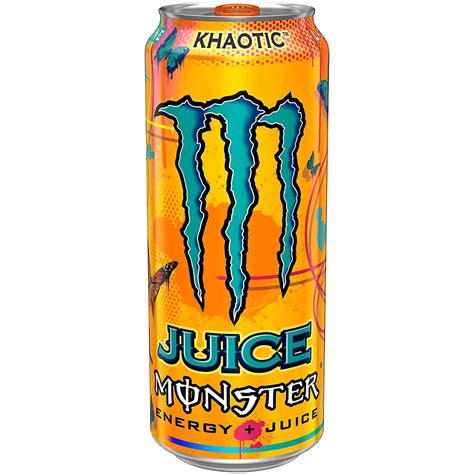Khaotic monster. Comprehensive nutrition resource for Monster Energy Khaotic Energy Juice. Learn about the number of calories and nutritional and diet information for Monster Energy Khaotic Energy Juice. This is part of our comprehensive database of 40,000 foods including foods from hundreds of popular restaurants and thousands of brands. 