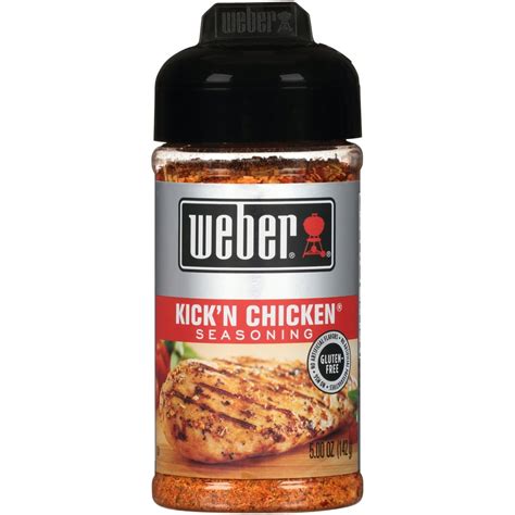 Kick n chicken. Lately my favorite go-to rub has been Weber’s Kick’N Chicken seasoning. It provides lots of flavor and a little heat to chicken and it’s also great on vegetables. I like to mix the grilled chicken and veggies with pasta and pesto sauce for a quick, delicious, healthy dinner. Brush a light coat of olive oil on boneless, skinless chicken ... 