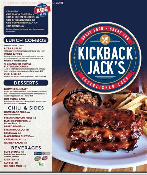 Kickback Jack's - #45 Mooresville 123 Ervin Road, Mooresville, NC 28117 (704) 677-7288 ... Kickback Jack's - #45 Mooresville. If you have any questions or special requests, please call the restaurant at (704) 677-7288. Curbside pick-up available until 9 PM. Categories. Empty Category; Welcome! Select a category on the left to start your order ....
