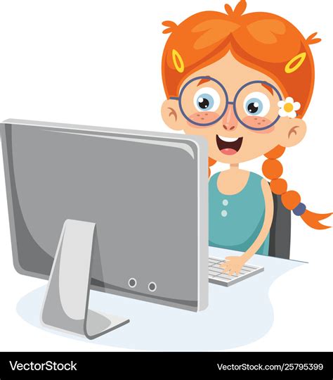 Kid at computer Vectors & Illustrations for Free Download Freepik